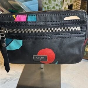 Fossil Black Cross body with Colorful Print